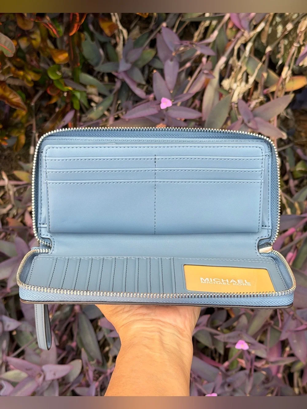 Michael Kors Jet Set Travel LG Continental Wallet Denim/Silver